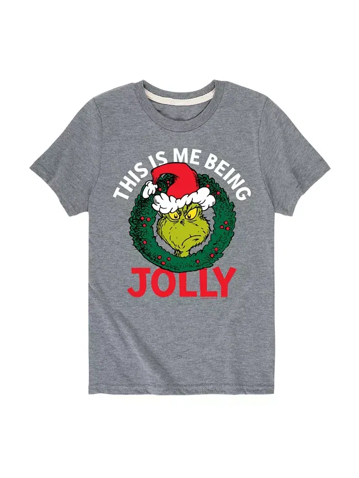 Футболка с принтом Big Boys This Is Me Being Jolly The Grinch — изображение 1 из 3, серый