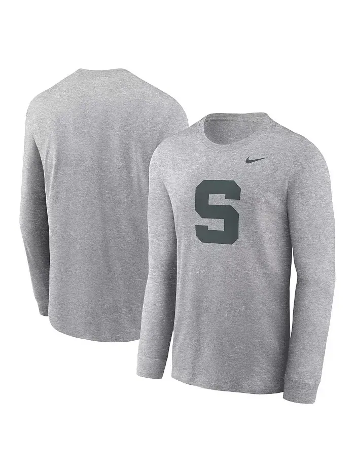 Мужская футболка с длинным рукавом Michigan State Spartans с альтернативным логотипом Nike — изображение 1 из 3, серый