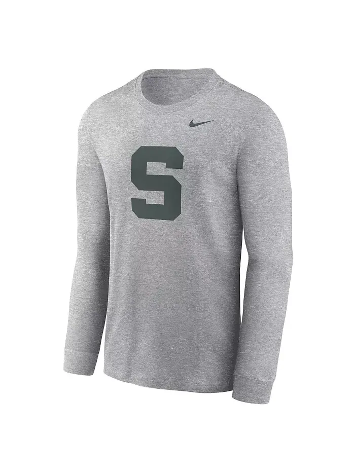 Мужская футболка с длинным рукавом Michigan State Spartans с альтернативным логотипом Nike — изображение 2 из 3, серый