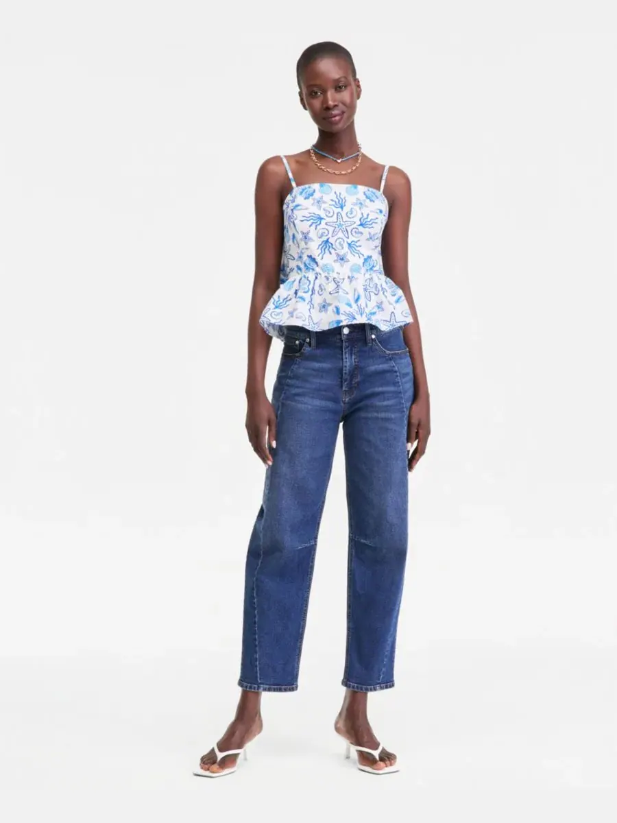 Топ-пеплум с открытой спиной и завязками Cotton Peplum Tie-Back Tank Top On 34th — изображение 4 из 6, слоновая кость