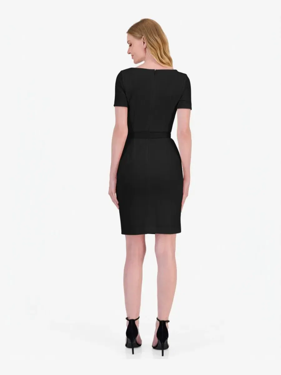 Платье-футляр с лодочным вырезом, миди Anne Klein — изображение 3 из 5, черный