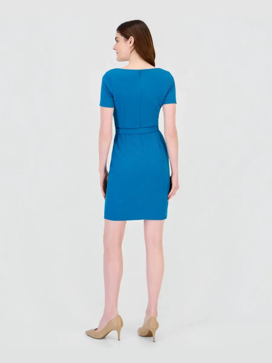 Платье-футляр миди с лодочным вырезом Anne Klein — изображение 3 из 5, бирюзовый