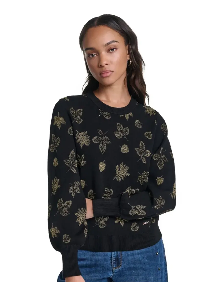 Свитер с люрекс-мотивом Petite Lurex Motif Crewneck Sweater KARL LAGERFELD PARIS