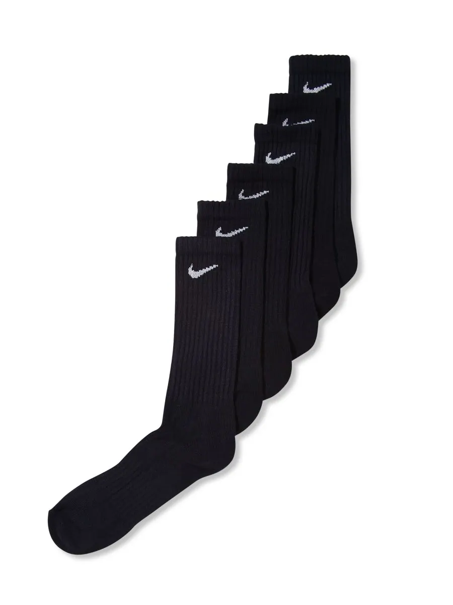 Мужские хлопковые носки средней высоты, набор из 6 пар Nike — изображение 3 из 3, черный