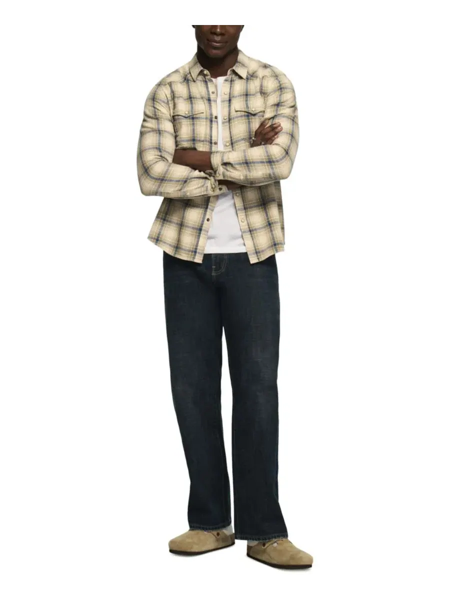 Рубашка из фланели с длинным рукавом Indigo Plaid Lucky Brand — изображение 2 из 6, натуральный мульти