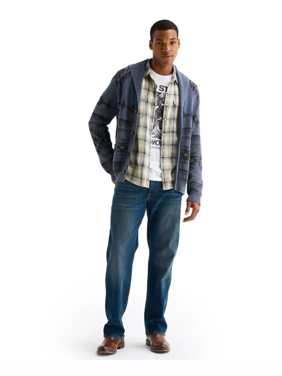Рубашка из фланели с длинным рукавом Indigo Plaid Lucky Brand — изображение 3 из 6, натуральный мульти