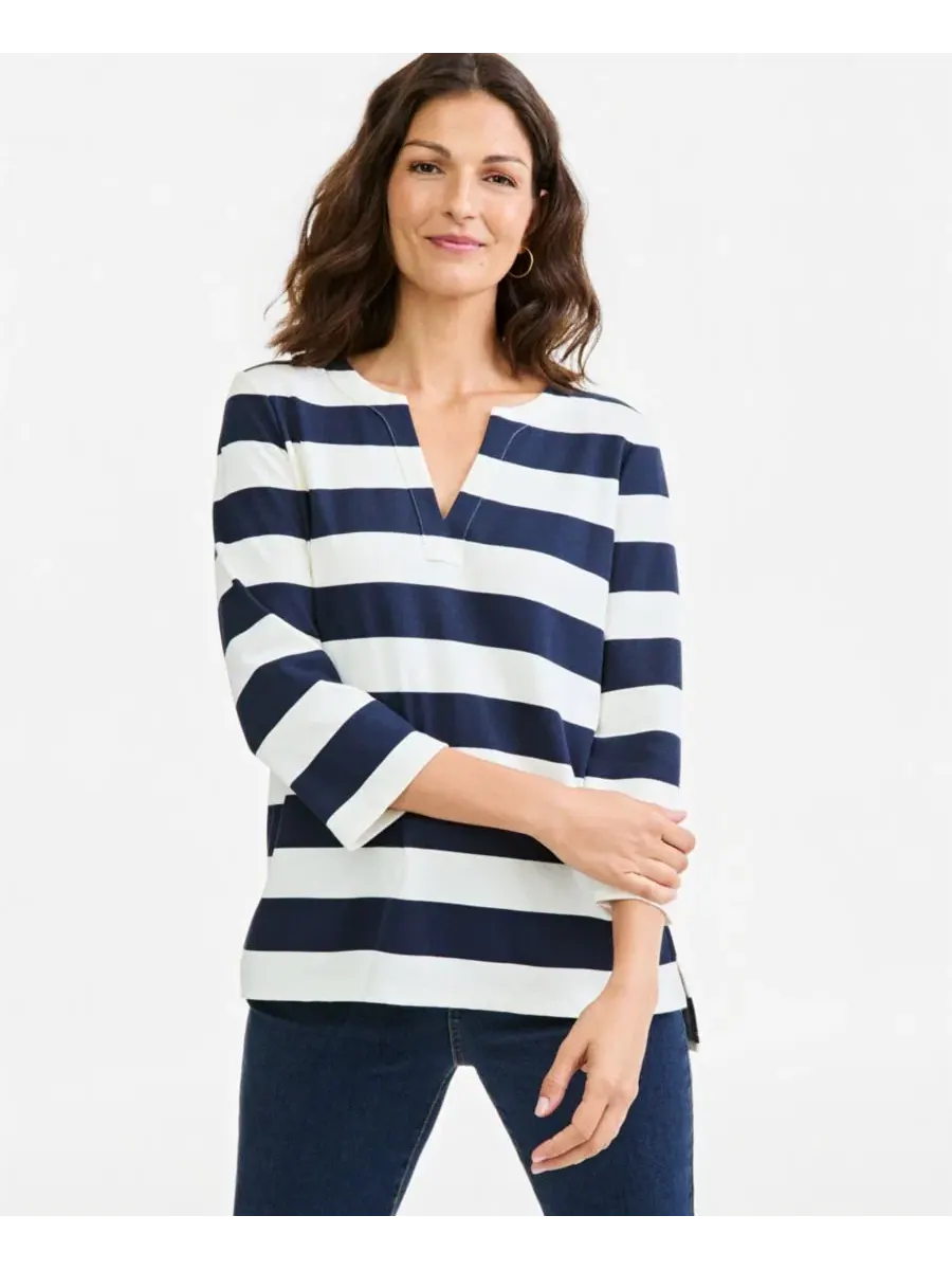 Туника с разрезом и рукавом 3/4 Style & Co — изображение 1 из 4, синий