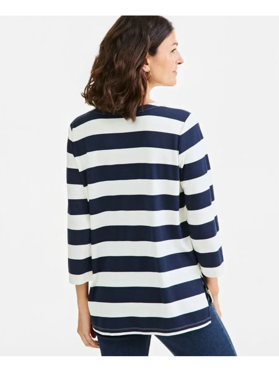 Туника с разрезом и рукавом 3/4 Style & Co — изображение 3 из 4, синий