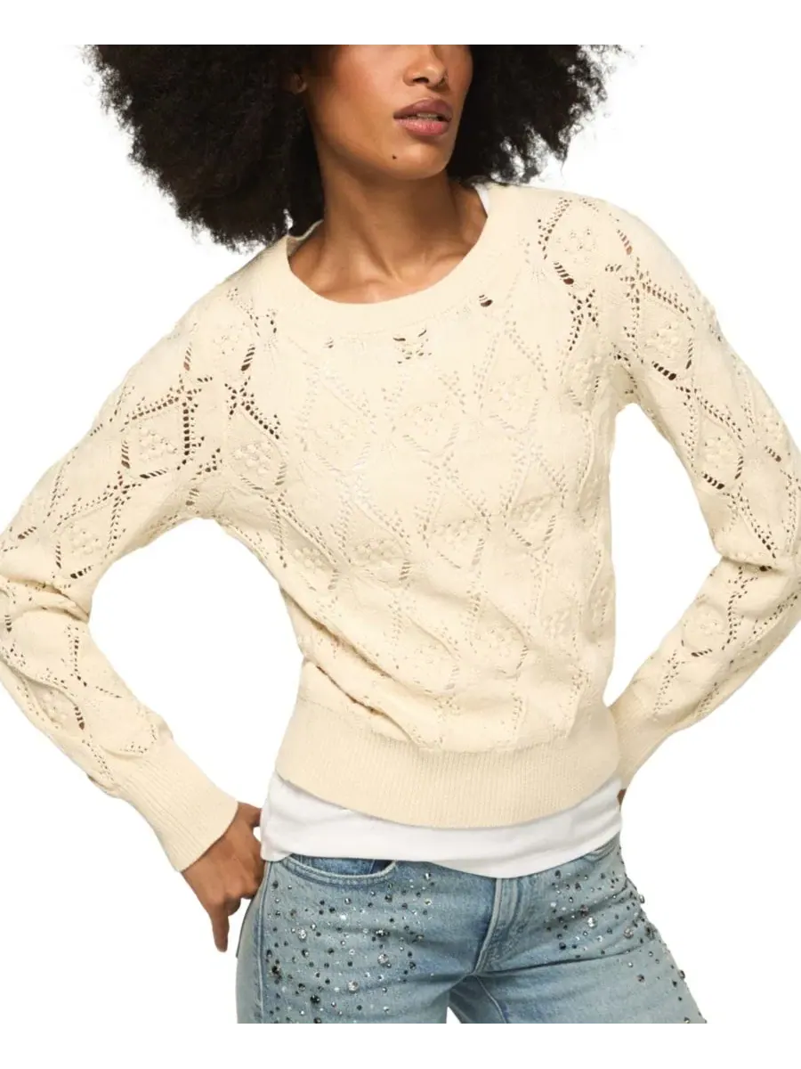 Свитер с кружевным узором и круглым вырезом, модель Tofu Lucky Brand — изображение 1 из 5, тофу