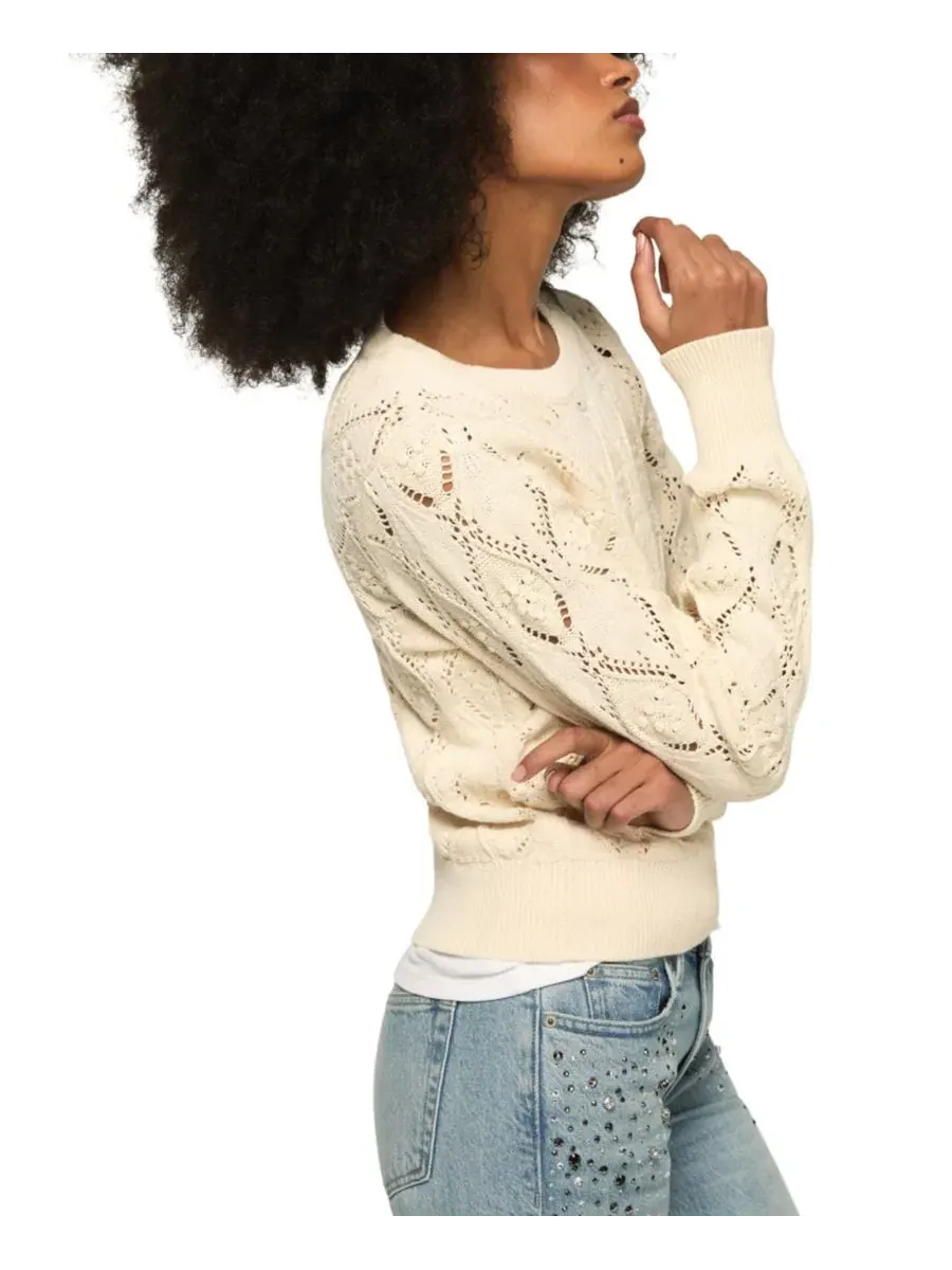 Свитер с кружевным узором и круглым вырезом, модель Tofu Lucky Brand — изображение 3 из 5, тофу