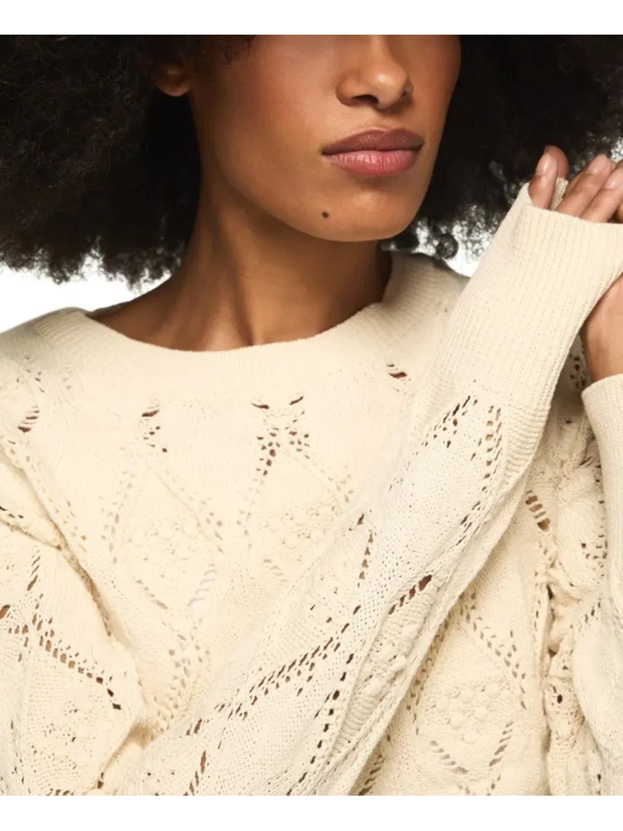 Свитер с кружевным узором и круглым вырезом, модель Tofu Lucky Brand — изображение 4 из 5, тофу