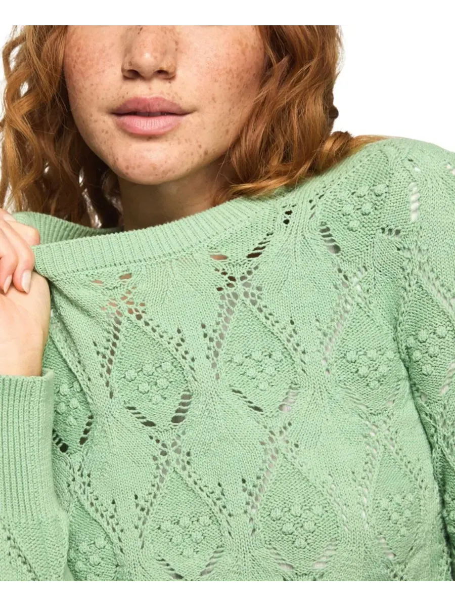 Свитер с кружевным узором Lucky Brand, Grayed Jade — изображение 4 из 5