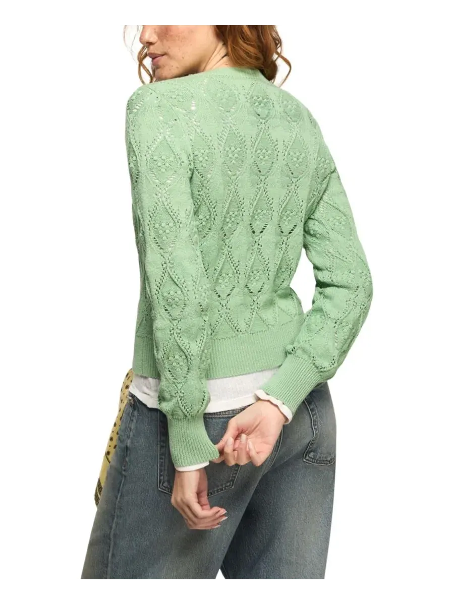 Свитер с кружевным узором Lucky Brand, Grayed Jade — изображение 5 из 5