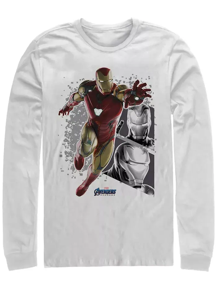 Футболка мужская Marvel "Avengers Endgame Iron Man Jump Action Pose Panels" с длинным рукавом Fifth — изображение 1 из 1