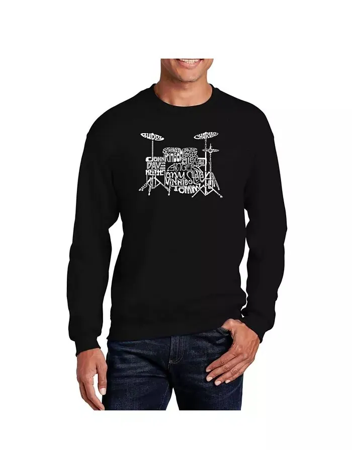 Мужская толстовка Word Art Drums с круглым вырезом LA Pop Art — изображение 1 из 2, черный