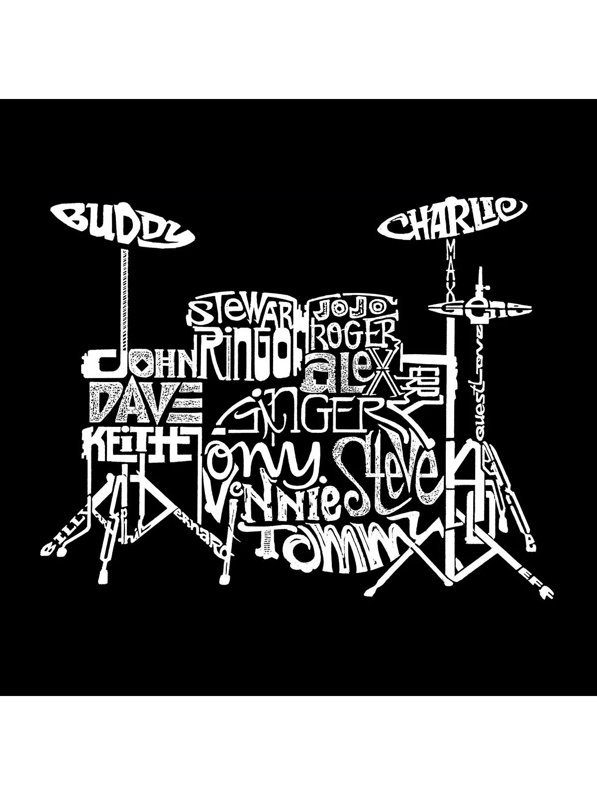Мужская толстовка с круглым вырезом word art drums LA Pop Art — изображение 2 из 2, серый