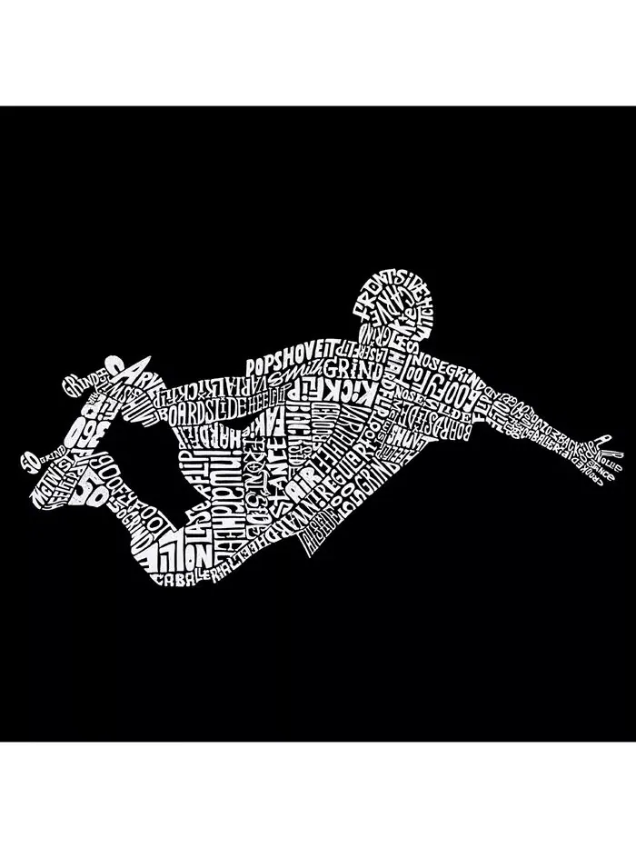 Мужская толстовка с круглым вырезом Word Art с популярными движениями и трюками на скейтборде LA — изображение 2 из 2, черный