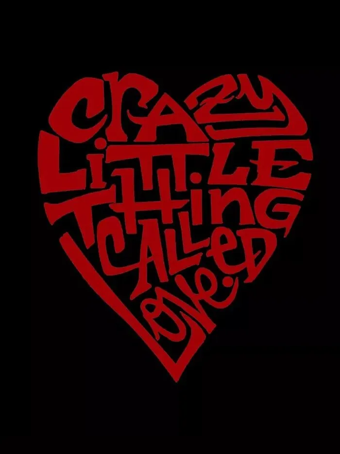 Мужская толстовка с круглым вырезом Crazy Little Thing Called Love Word Art LA Pop Art — изображение 2 из 2, черный