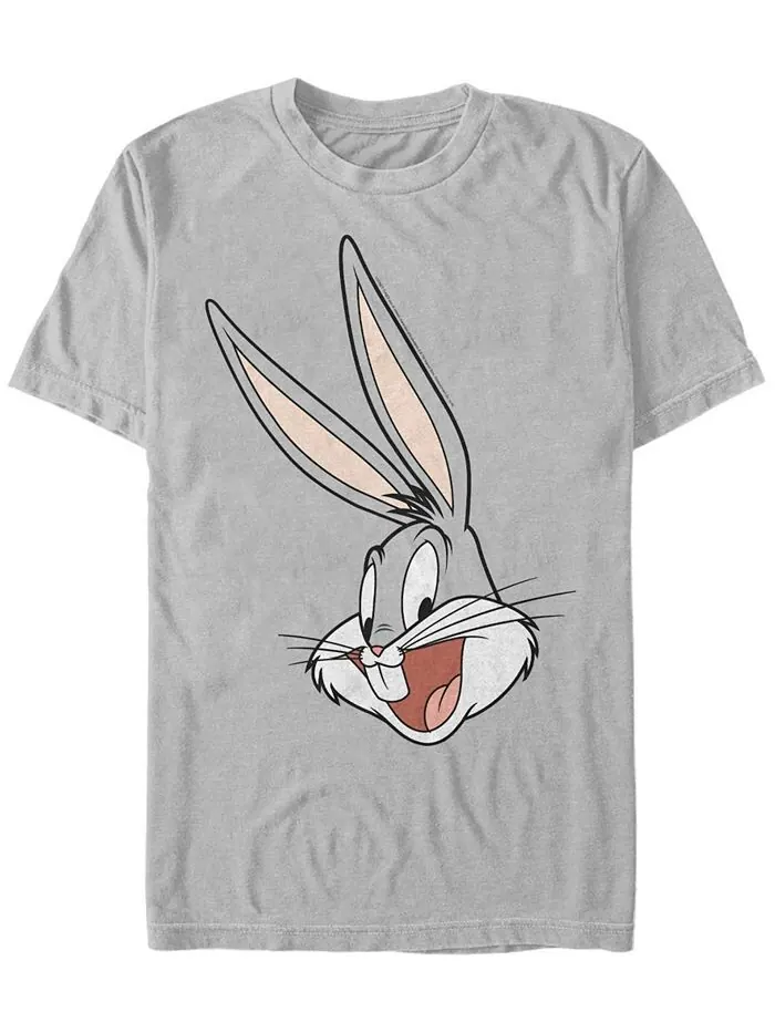 Мужская футболка с коротким рукавом Looney Tunes Bugs Bunny Big Face Fifth Sun — изображение 1 из 1, серебристый