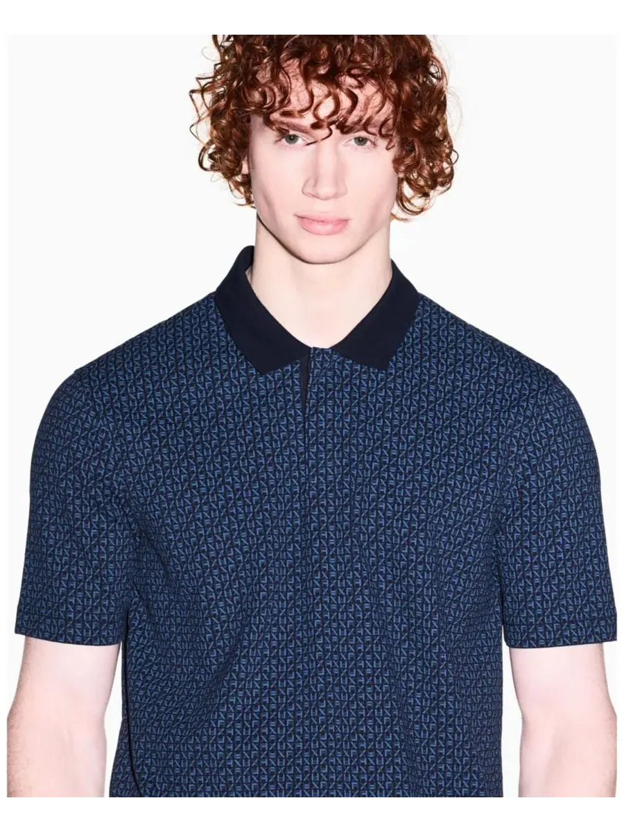 Мужская поло-рубашка пике с принтом в виде логотипа по всей поверхности A|X Armani Exchange — изображение 2 из 5