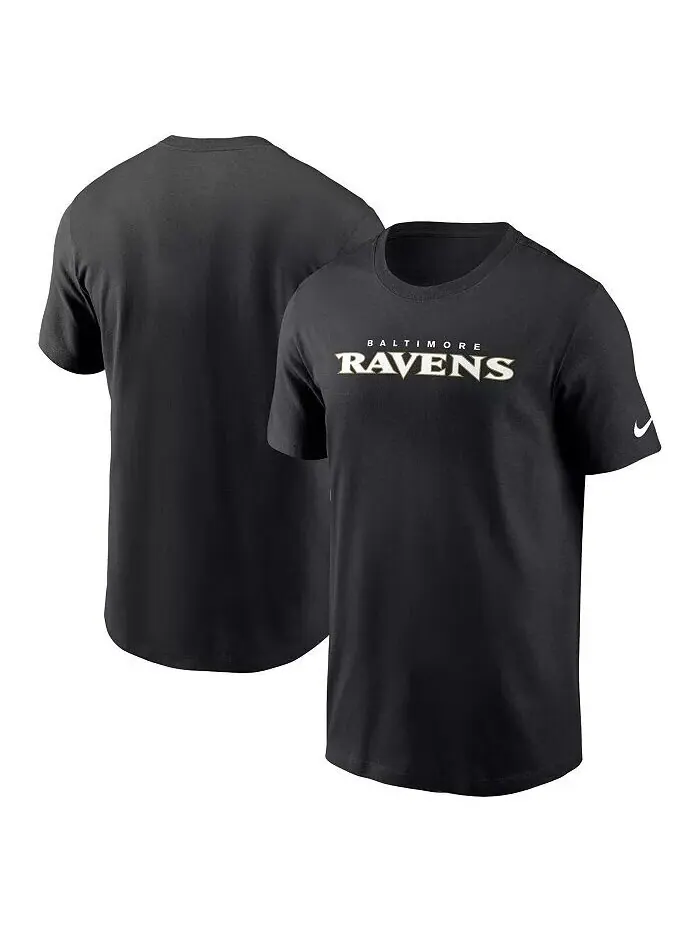 Мужская черная футболка Baltimore Ravens Primetime Wordmark Essential Nike — изображение 1 из 3, черный