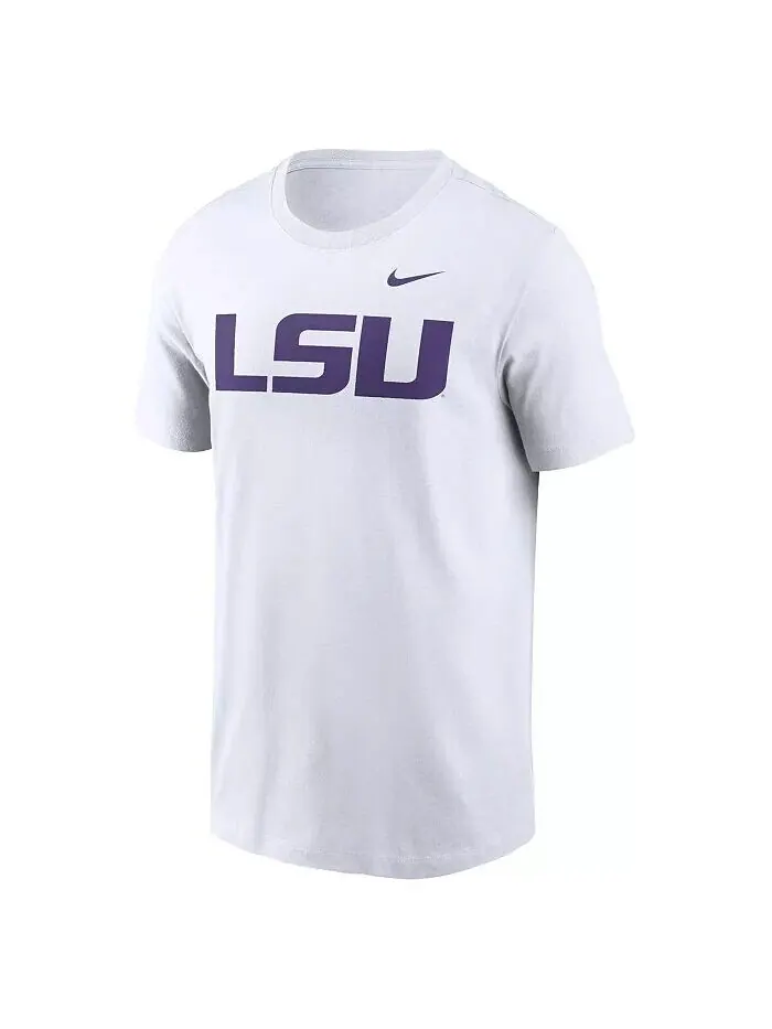 Мужская футболка цвета Хизер серого цвета с логотипом LSU Tigers Primetime Evergreen Nike — изображение 2 из 3, белый