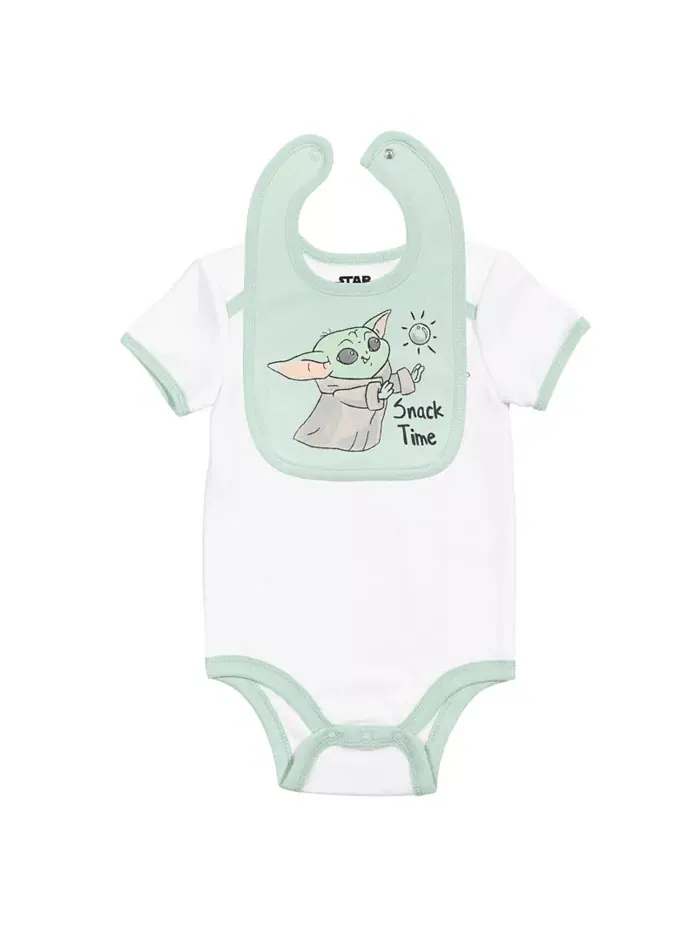 Детский набор для мальчиков Star Wars Mandalorian Yoda: боди, штанишки, слюнявчик и шапочка Starwars — изображение 3 из 10