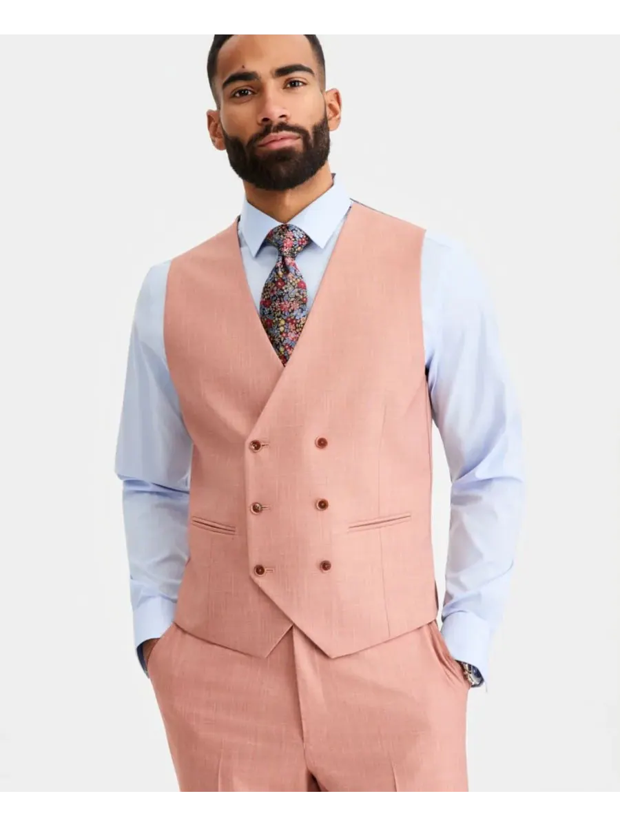 Tayion Collection Мужской классический костюм ржаво-коричневого цвета, состоящий из жилета и других — изображение 1 из 4