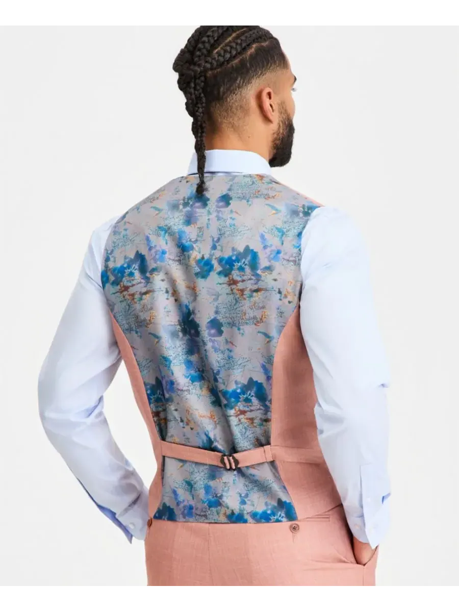 Tayion Collection Мужской классический костюм ржаво-коричневого цвета, состоящий из жилета и других — изображение 3 из 4