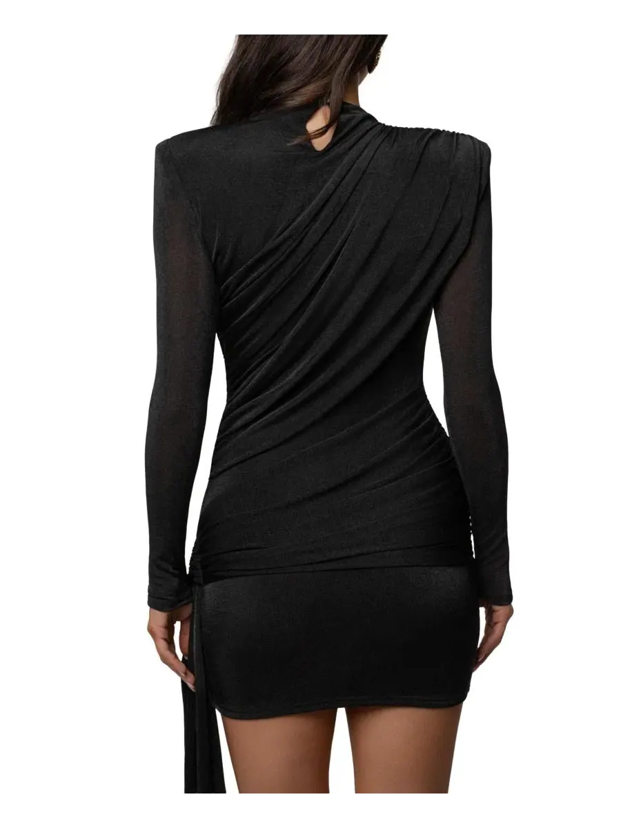Мини-платье с драпировкой от Women's Moments JLUXLABEL — изображение 7 из 7, черный