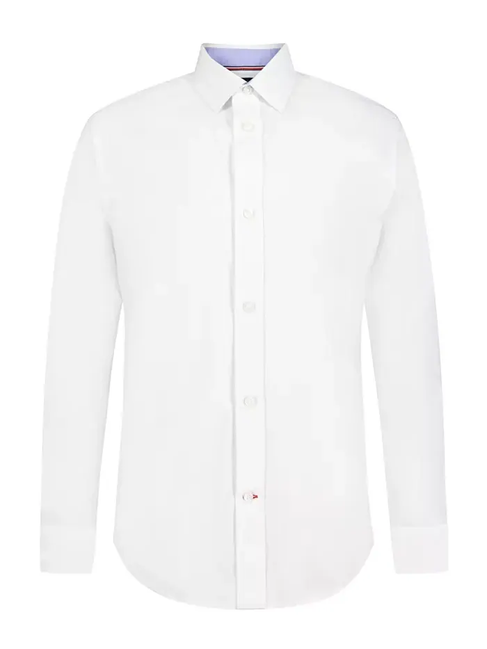 Футболка с длинным рукавом для мальчиков Stretch Solid Twill Tommy Hilfiger — изображение 1 из 9, белый