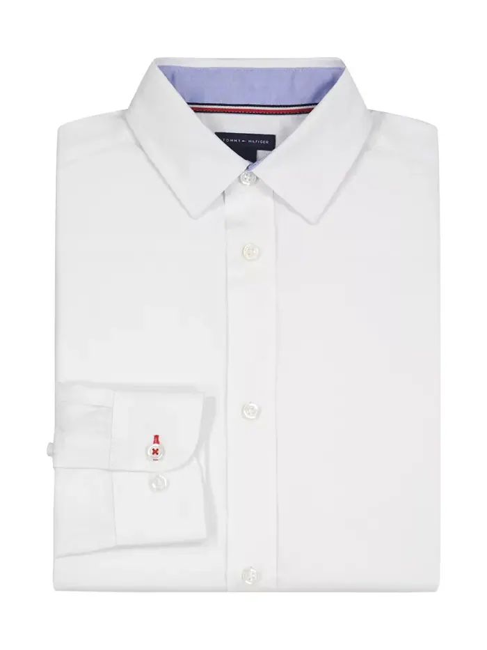 Футболка с длинным рукавом для мальчиков Stretch Solid Twill Tommy Hilfiger — изображение 2 из 9, белый