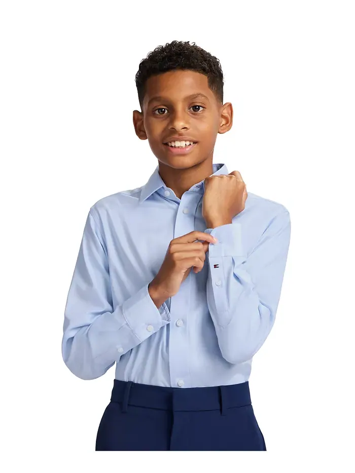 Футболка с длинным рукавом для мальчиков Stretch Solid Twill Tommy Hilfiger — изображение 8 из 9, белый