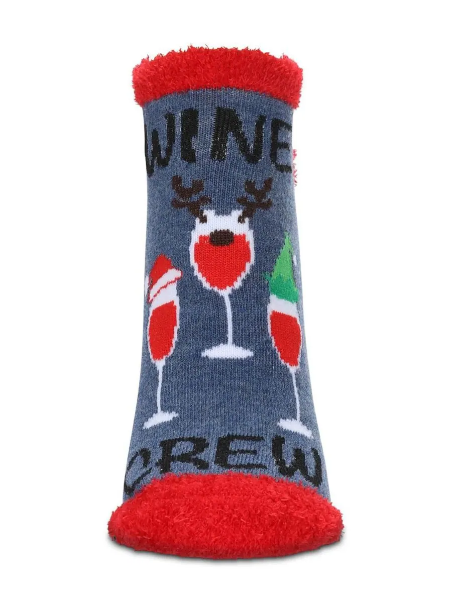 Женские низкие нескользящие носки Tis The Season To Wine MeMoi — изображение 2 из 3, темный джинсовый синий