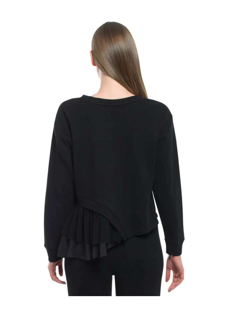 Женская толстовка с круглым вырезом из микс-материалов WILT Clothing — изображение 2 из 6, черный