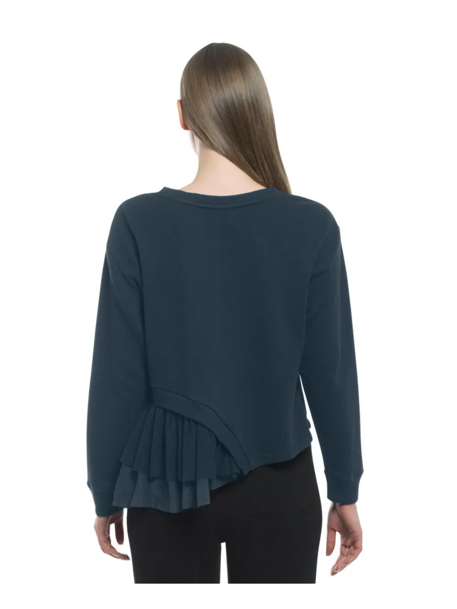 Женская толстовка с круглым вырезом из микс-материалов WILT Clothing — изображение 3 из 8, синий