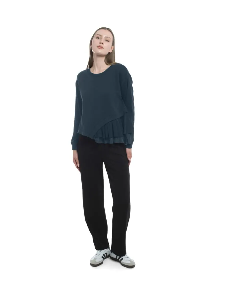 Женская толстовка с круглым вырезом из микс-материалов WILT Clothing — изображение 4 из 8, синий