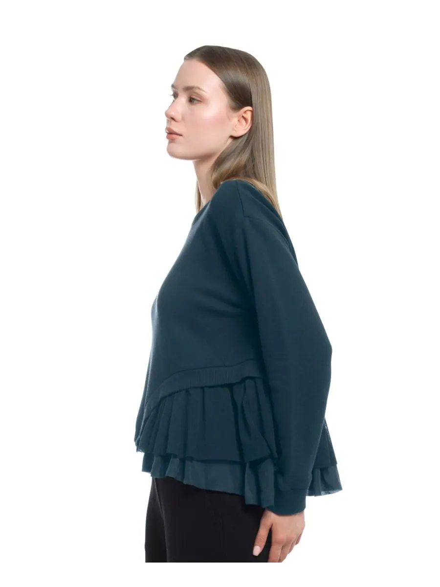 Женская толстовка с круглым вырезом из микс-материалов WILT Clothing — изображение 5 из 8, синий