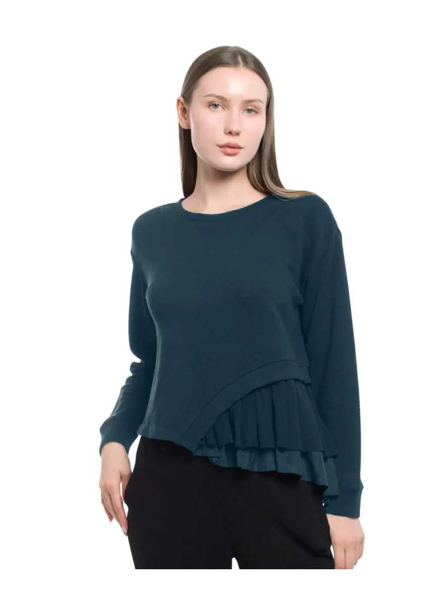 Женская толстовка с круглым вырезом из микс-материалов WILT Clothing — изображение 6 из 8, синий