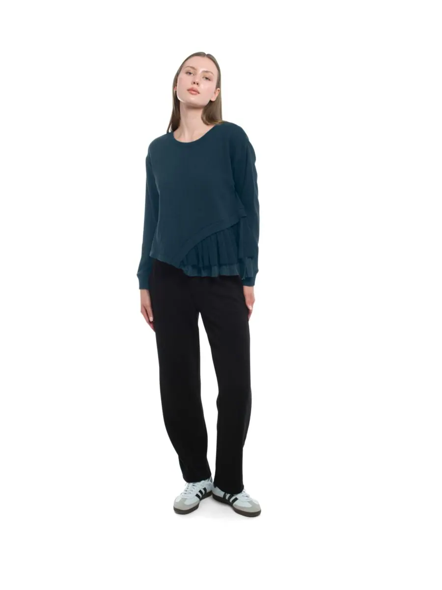 Женская толстовка с круглым вырезом из микс-материалов WILT Clothing — изображение 8 из 8, синий