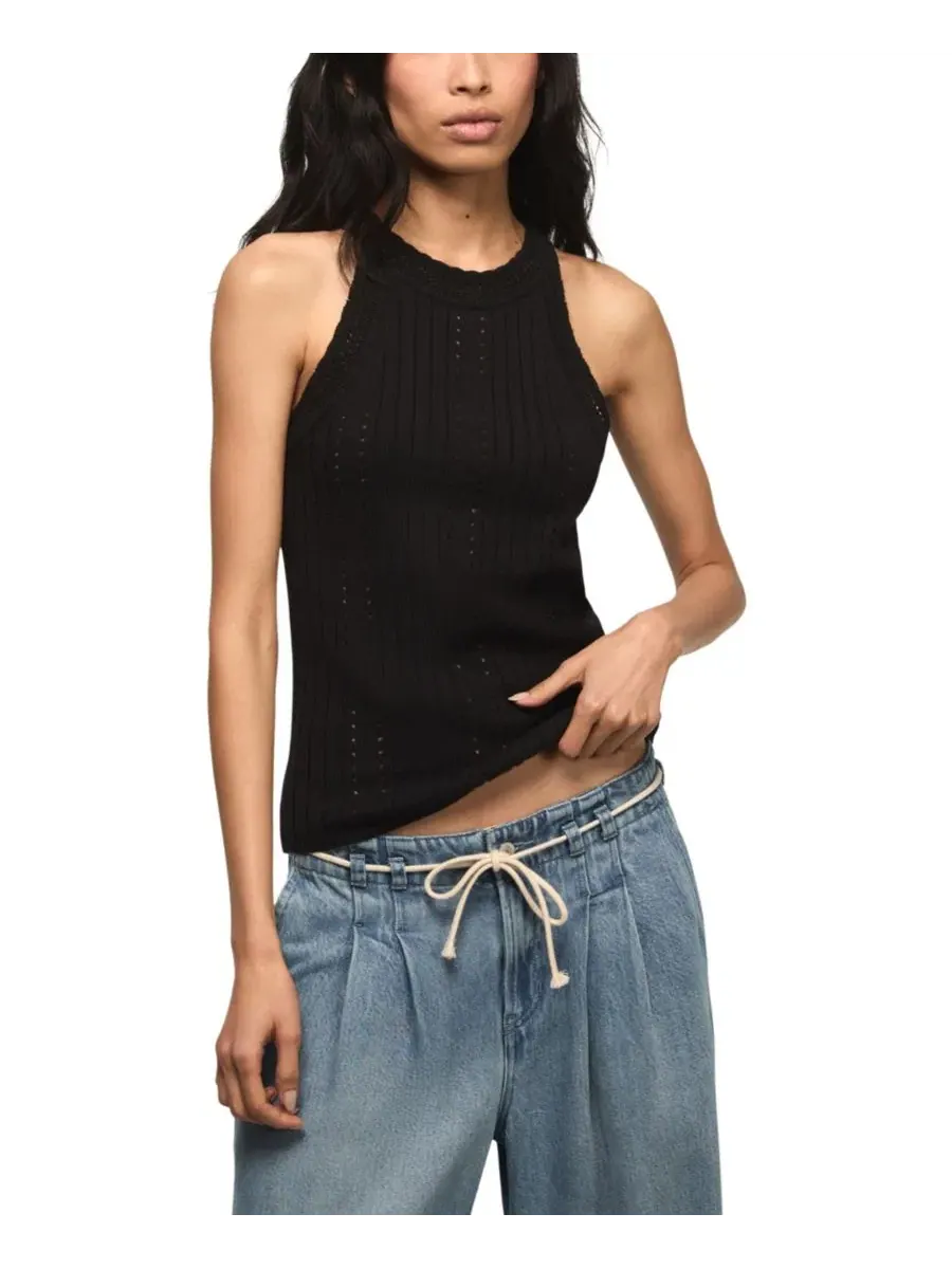 Женская майка-свитер с круглым вырезом Lucky Brand — изображение 1 из 5, темный черный