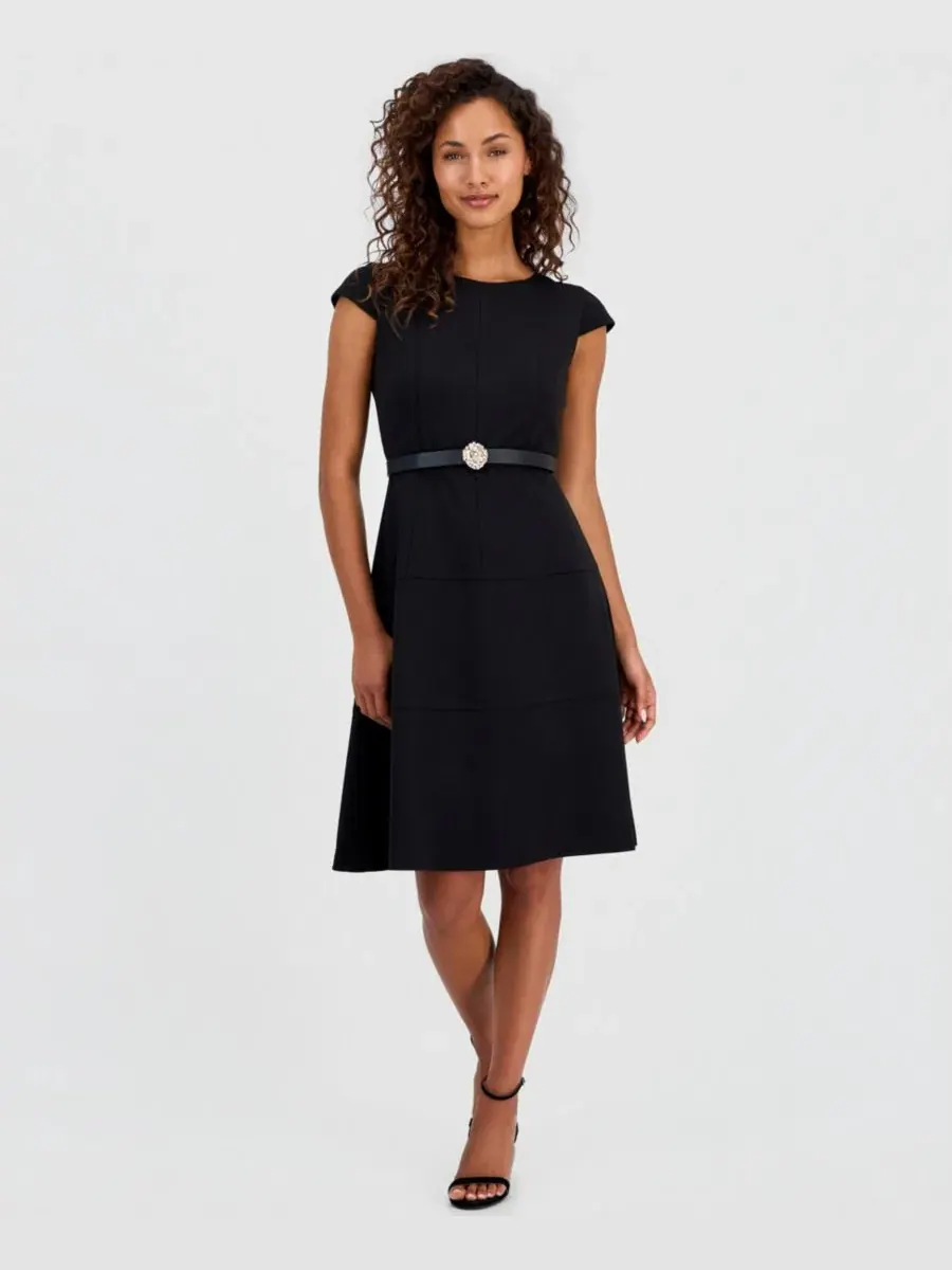 Платье с капюшоном и поясом Anne Klein — изображение 1 из 5, черный