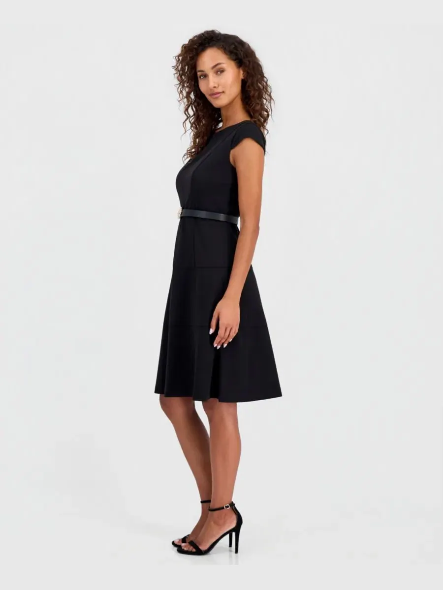 Платье с капюшоном и поясом Anne Klein — изображение 3 из 5, черный