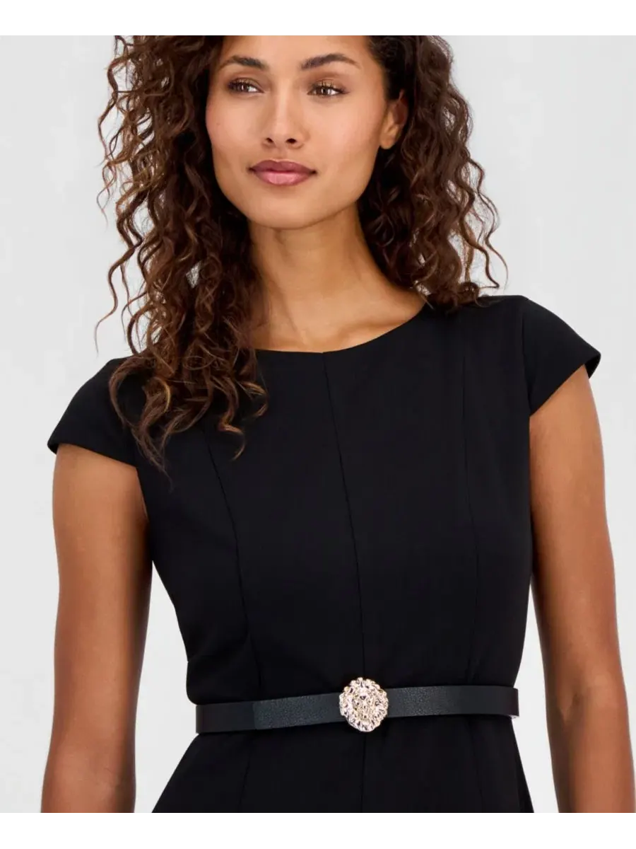 Платье с капюшоном и поясом Anne Klein — изображение 4 из 5, черный