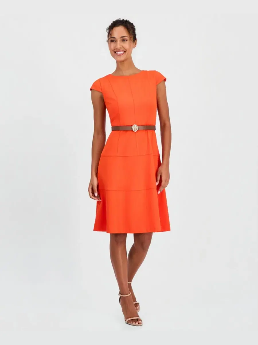 Платье-трапеция с коротким рукавом Anne Klein, Carrot