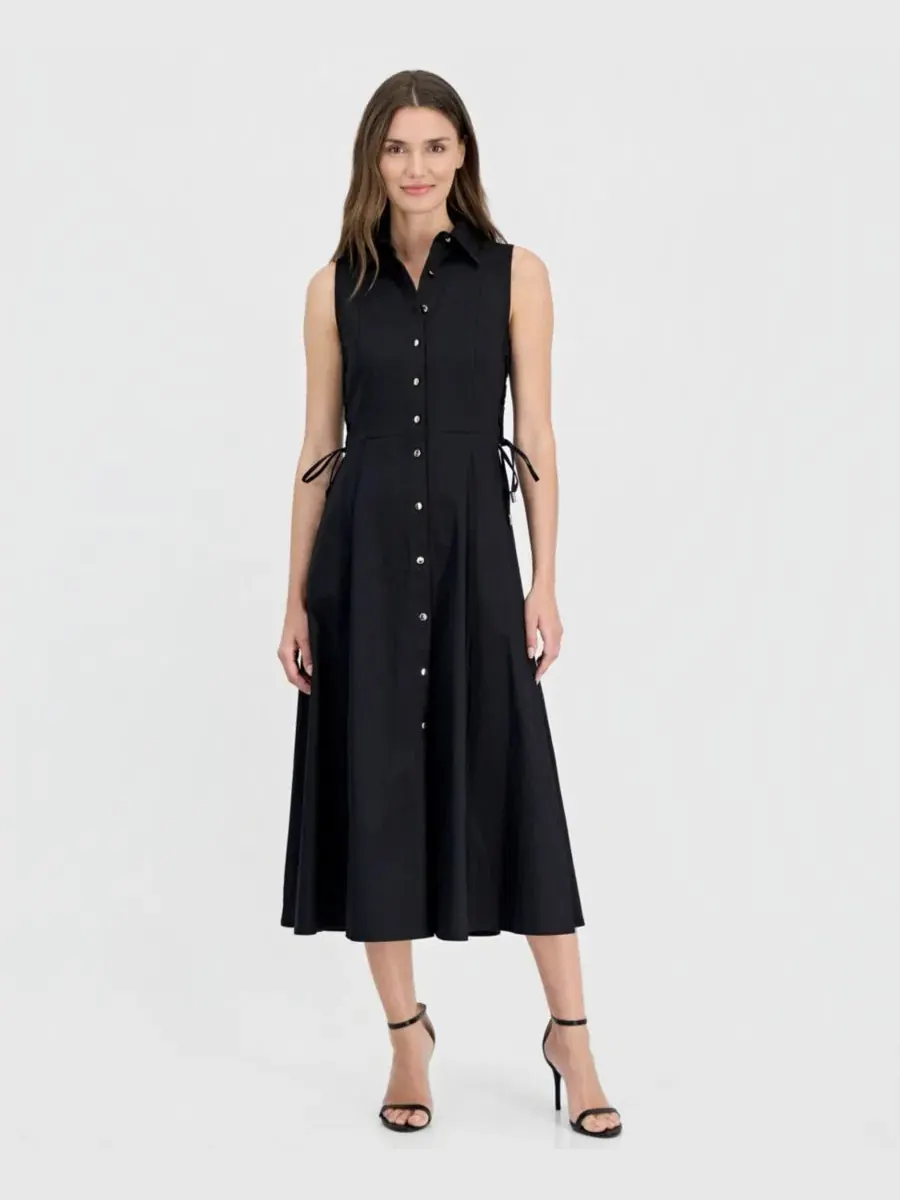 Платье без рукавов с боковыми завязками, модель Button-Front Side-Tie-Sleeveless Anne Klein