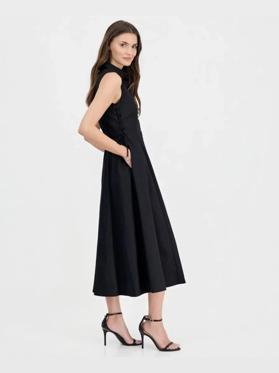 Платье без рукавов с боковыми завязками, модель Button-Front Side-Tie-Sleeveless Anne Klein — изображение 3 из 5, черный