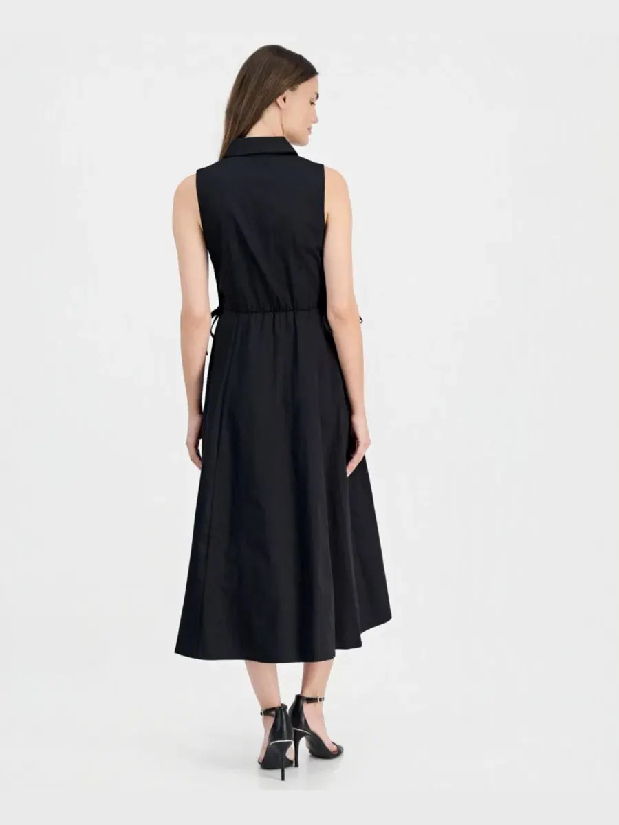 Платье без рукавов с боковыми завязками, модель Button-Front Side-Tie-Sleeveless Anne Klein — изображение 5 из 5, черный