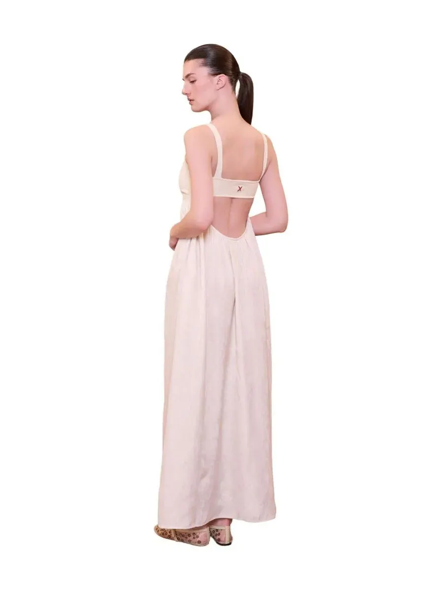 Платье-макси с приталенным трикотажным верхом Daydreamers Strappy Maxi Dress With Knit Top PCFG — изображение 2 из 7, бежевый