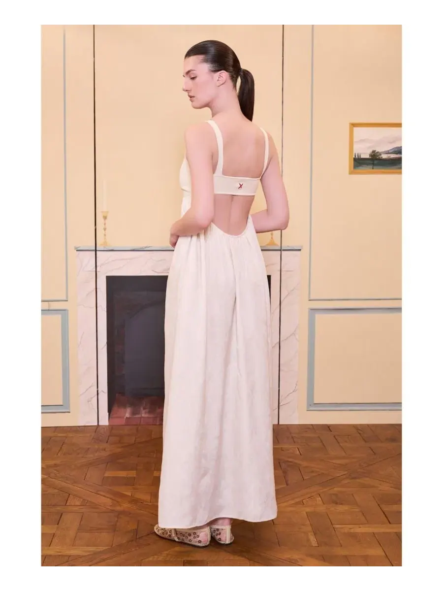 Платье-макси с приталенным трикотажным верхом Daydreamers Strappy Maxi Dress With Knit Top PCFG — изображение 7 из 7, бежевый